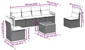 7 részes fekete polyrattan kerti ülőgarnitúra párnával