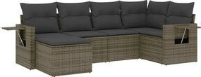 vidaXL 6 részes szürke polyrattan kerti ülőgarnitúra párnákkal