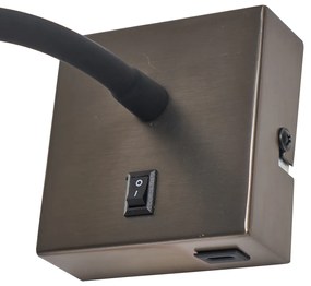 Modern fegyverszürke fali lámpa USB-C porttal - Gosna