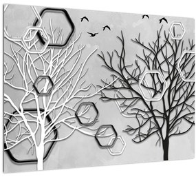 Absztrakt kép a fák (üvegen) (70x50 cm)