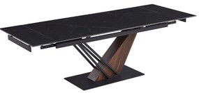 Fekete Márvány/Dió Színű Bővíthető Étkezőasztal. REX 2 180-240 cm