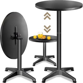 Casaria® Alumínium bárasztal Ø60 cm összecsukható - fekete