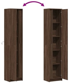 barna tölgy szerelt fa magasszekrény LED-ekkel 41,5x32,5x200 cm