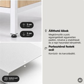 Polc fiókokkal irodába, iratrendezőkhöz és dokumentumokhoz, nyitott polcok, fém, fehér/sonoma tölgy, 800x2200x400 mm: ARIEL Eco Design