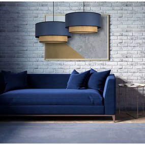 Duolla - Csillár zsinóron BOHO 1xE27/15W/230V átm. 45 cm kék/rattan