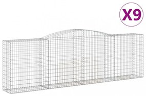 9 db íves horganyzott vas gabion kosár 400x50x120/140 cm