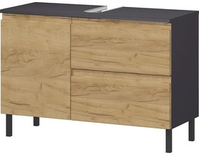 Sötétszürke mosdókagyló alatti szekrény tölgyfa dekorral 80x56 cm Salinas - Germania