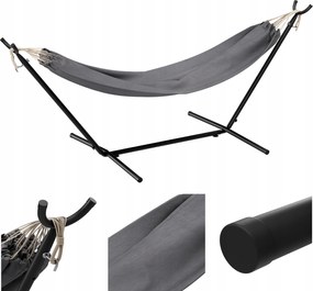 Függőágy kerti vázzal Gregman szürke kétszemélyes nagy terasz erkély