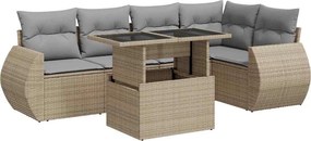 vidaXL 6 részes bézs polyrattan kerti ülőgarnitúra párnával