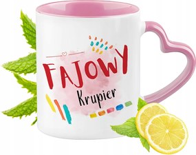 Krupper Bögre Rózsaszín Szív Alakú Füllel Kávé Ajándék