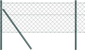 vidaXL Kerítésoszlop Zöld 25 x 0,4 m (60 x 60 mm rács) Acél és PVC