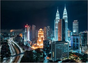 Kép - Éjszaka Kuala Lumpurban (üvegen) (70x50 cm)