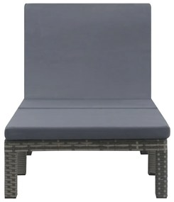 Antracitszürke polyrattan napozóágy párnával