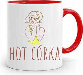 Piros Bögre Ajándék Lányának Hot Lánya! fényképes nyomattal