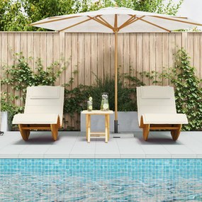 Napozó párnával 2 pcs Barna 60 x 154 x 74cm Tömör akácfa