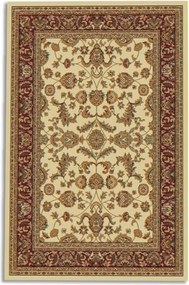 Hagyományos szőnyeg nappaliba, 160x230 cm, klasszikus krémszínű-piros mintával