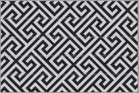 Outsunny Kültéri Szőnyeg, Műanyag Szőnyeg Kétoldalas Mintával, Vízálló Teraszszőnyeg, Teraszra, Kempinghez, Fekete+Fehér, 121 x 182 cm | Aosom