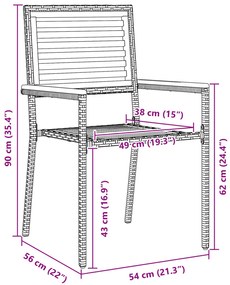 9 darabos Kerti Étkező Szett Fekete Polyrattan Akácia