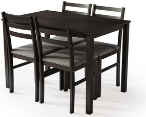 MAZZONI EXPORT TORINO étkezőgarnitúra asztal + 4 szék Fekete/Világosszürke (Savana 21 szövet) - FA ÉTKEZŐ GARNITÚRA KONYHÁBA/ÉTKEZŐBE