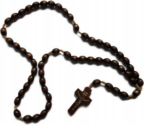 Fa rózsafüzér zsinóron Barna Sötét