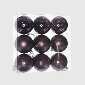 Lila műanyag karácsonyi gömb szett 9x8cm