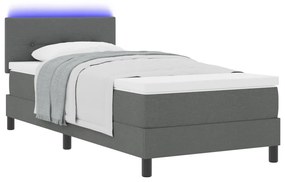 Boxspring Ágy Mattal és LED-del Sötétszürke 90x190 cm Szövet
