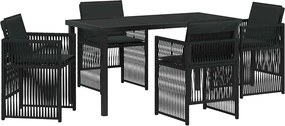 vidaXL Kert étkező szett 5 pcs Fekete Porszórt acél