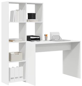 Asztal polcokkal tárolóval Fehér 138.5 x 55 x 143 cm Faanyag