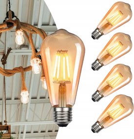 6 Db E27 Led Izzó filament 4W 470lm Dekoratív ST64