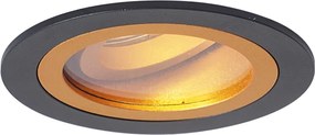 6 darabos modern, süllyesztett spotlámpa szett fekete és arany színben, forgatható és dönthető, IP44 - Chuck