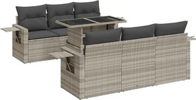 vidaXL 7 részes világosszürke polyrattan kerti ülőgarnitúra párnákkal