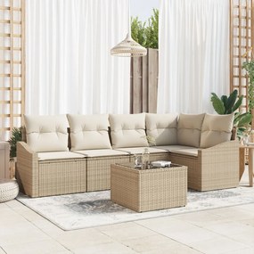 6 részes Kert Sofa Szett Párnákkal Barna Poli Rattan