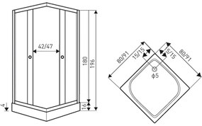 Olga SQ 90x90 cm szögletes zuhanykabin zuhanytálca nélkül