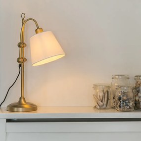 Klasszikus asztali lámpa bronz, fehér árnyalattal - Ashley