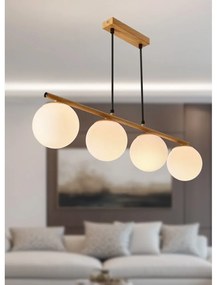 Fehér-natúr színű függőlámpa üveg búrával Carrine – Candellux Lighting