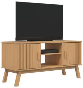 OLDEN barna tömör fenyőfa TV-szekrény 114 x 43 x 57 cm