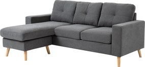 HOMCOM L-alakú Szövet Kanapé, Vászon Stílusú Sarokkanapé 3 Fő Részére, Sötétszürke, 193 x 136 x 85 cm | Aosom