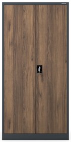 Fém iratszekrény JAN, 900 x 1850 x 400 mm, Eco Design: antracit/ dió