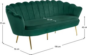 Luxus heverő, 3-as ülés, smaragd Velvet szövet/króm arany, Art-deco stílus, NOBLIN