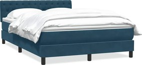 vidaXL sötétkék bársony rugós ágy matraccal 140x210 cm