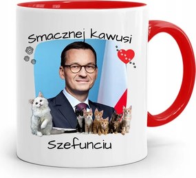 Piros Politikus Bögre Mateusz Morawiecki Miniszterelnök fényképes nyomtatással