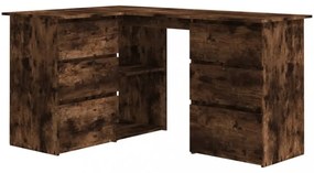 füstös tölgy színű szerelt fa sarokíróasztal 145 x 100 x 76 cm