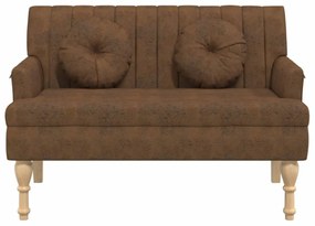 barna műbőr pad párnákkal 113x64,5x75,5 cm