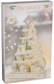 Karácsonyi világító fa, 15 LED, 27x6x 45cm, fa