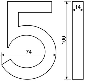 "5" házszámú, RN.100LV, szálcsiszolt, fekete