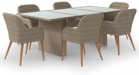 7 részes barna kültéri polyrattan étkezőgarnitúra