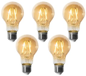 5 db E27 dimbare LED lamp A60 goud 3W 250 lm 2200K