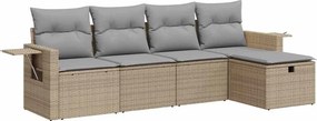 vidaXL 5 részes bézs polyrattan kerti ülőgarnitúra párnákkal