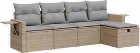 vidaXL 5 részes bézs polyrattan kerti ülőgarnitúra párnákkal