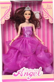 Játékbaba lila ruhában ajándék játék Gyönyörű